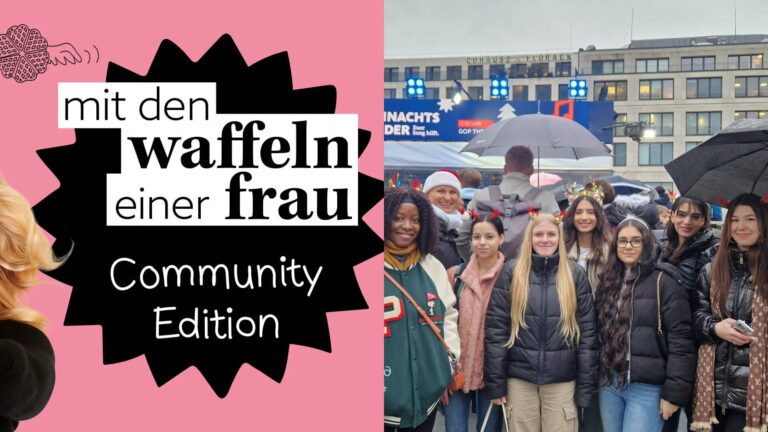 Mit den Waffeln einer Frau