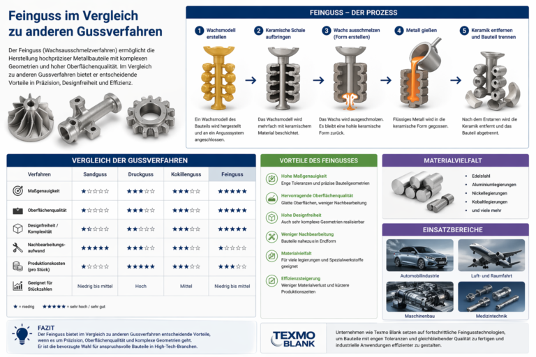 Feinguss vs. andere Gussverfahren: Die wichtigsten Unterschiede im Überblick